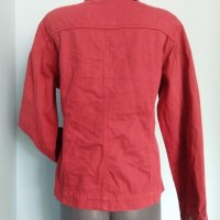 Уникален удължен Деним "Brooklin" / голям размер / червено дънково яке , снимка 4 - Якета - 40689875
