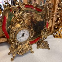 месингов часовник и свещник-Испания, снимка 1 - Антикварни и старинни предмети - 44498037