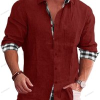 Мъжка карирана риза с дълъг ръкав. Големи размери, 10цвята, снимка 4 - Ризи - 41243720