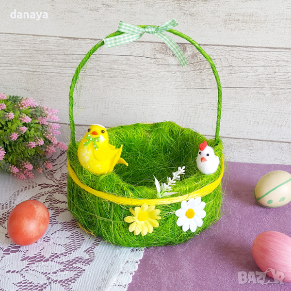2823 Кошничка за великденски яйца с декорация пиленца, снимка 1