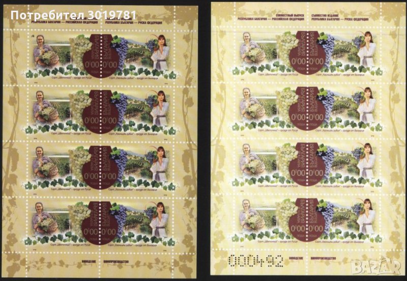 Сувенирни блокове Винопроизводство съвместно издание  с Русия 2019 България, снимка 1