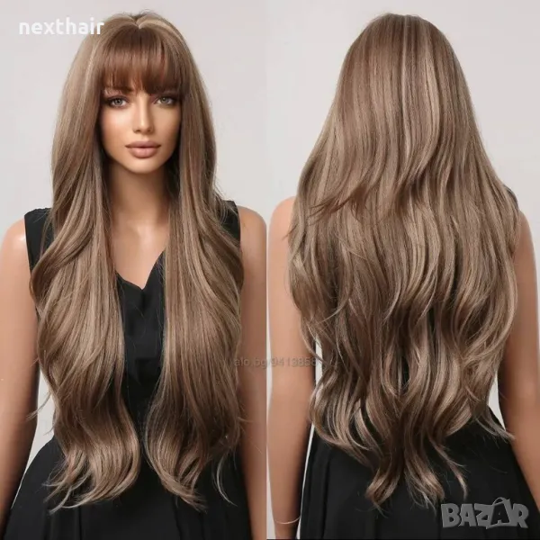 Кафява перука с руси кичури, снимка 1