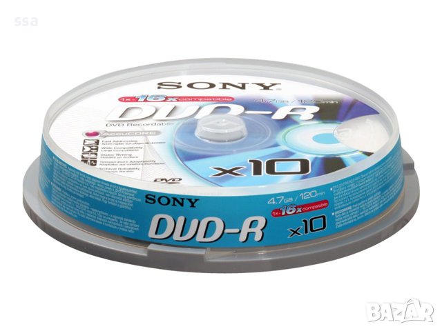 DVD-R SONY Шпиндел 10бр. Sony 4,7GB 16X, снимка 1
