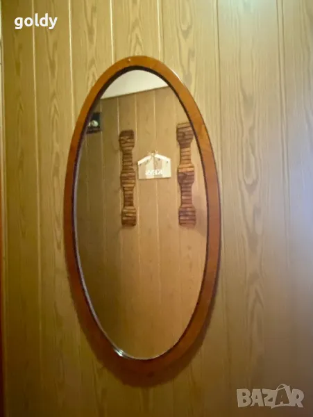 Огледало елипса с дървена рамка , снимка 1