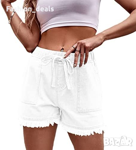 Нови Дънкови летни къси панталони с протрит подгъв за жени размер С , снимка 1