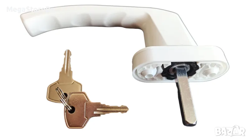 Дръжка за ПВЦ прозорец с ключ бяла, снимка 1