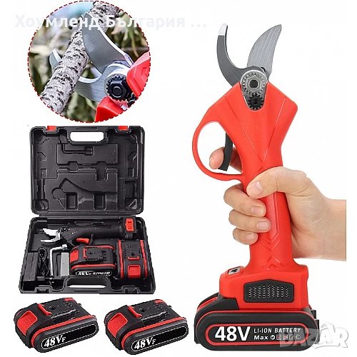 Електрическа лозарска ножица с две батерии за подрязване на овошки , снимка 1