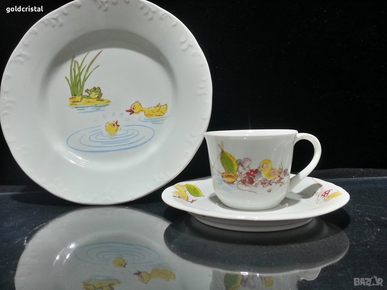 Стар български порцелан детски комплект за хранене , снимка 1
