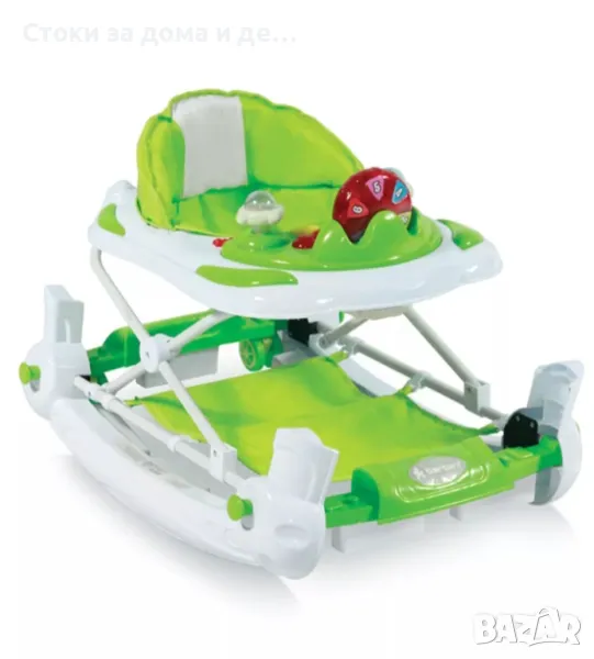 ✨Проходилка-люлка LORELLI УЧИЛИЩЕ, С евробаза, 4 колелца, Зелен , снимка 1
