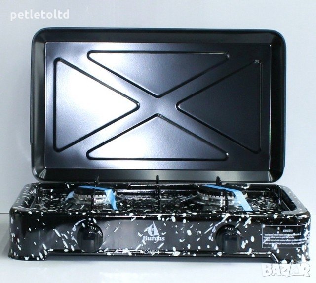 Газов котлон двоен с капак (черен / напръскано), снимка 1