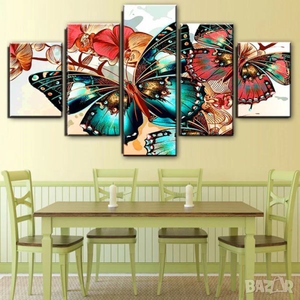Диамантена Живопис - Цветна Пеперуда и Орхидея, снимка 1