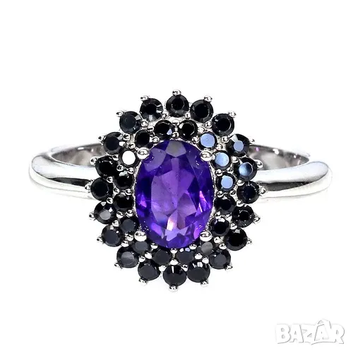 925 сребърен пръстен с аметист 7х5мм подходящ за подарък, снимка 1