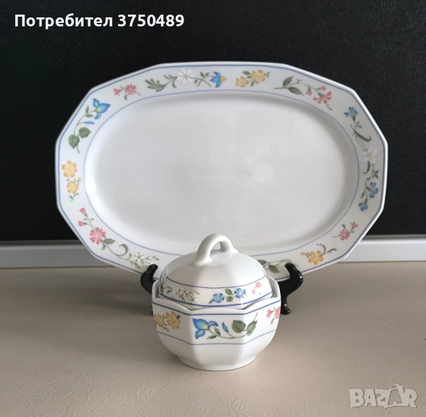Плато и захарница с нежен флорален декор, снимка 1