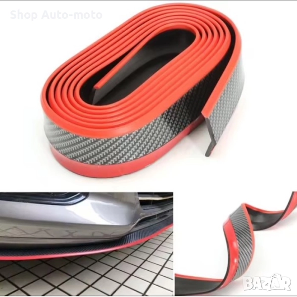 Спойлер за броня Automat - черен карбон - червена лента, снимка 1