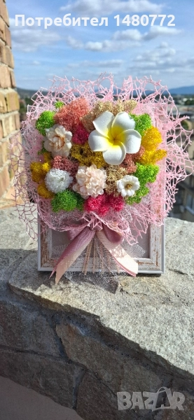 Букет със скандинавски мъх в рамка , снимка 1