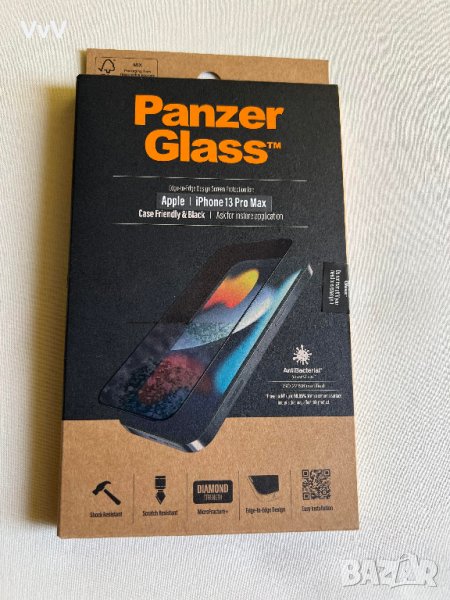 Стъклен протектор PanzerGlass за Apple Iphone 13 Pro Max, Черна рамка, снимка 1