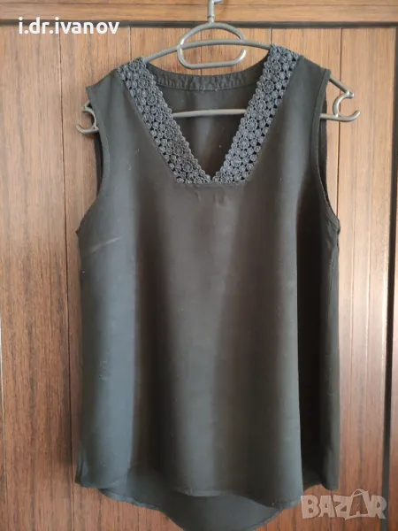 черен памучен потник с дантела, снимка 1