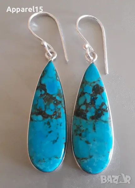 Вносни обеци от естествен тюркоаз, снимка 1