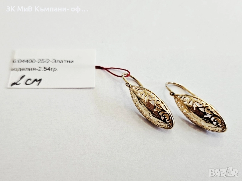 Златни обеци 2.54гр 04400-25/2, снимка 1