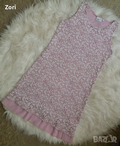 НЕЖНА и СТИЛНА рокля в розово-бяла дантела , снимка 1