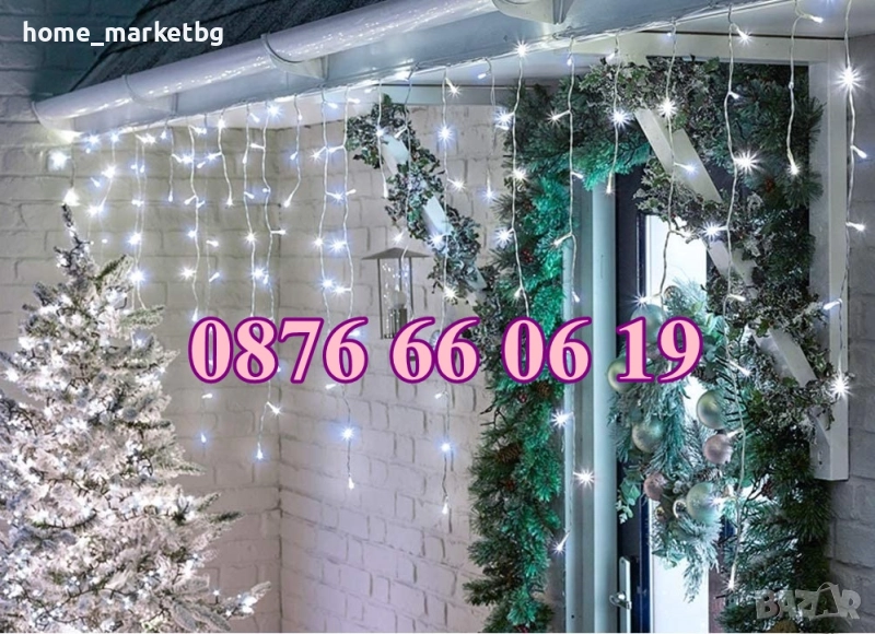 Коледна завеса 3 м бяла светлина, коледна украса, коледни лампички, снимка 1