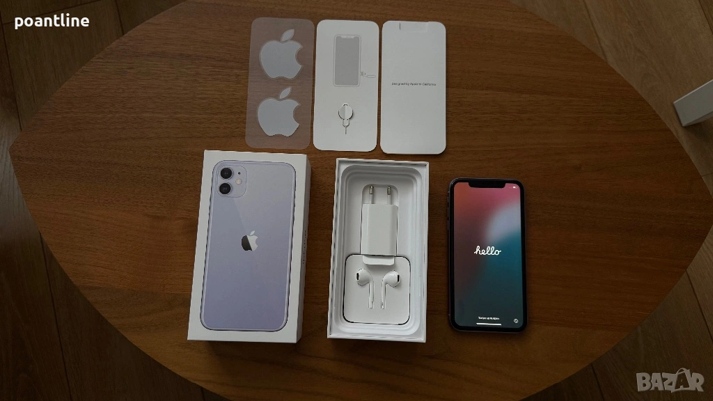 iPhone 11 purple 64GB + EarPods и зарядно за айфон, снимка 1