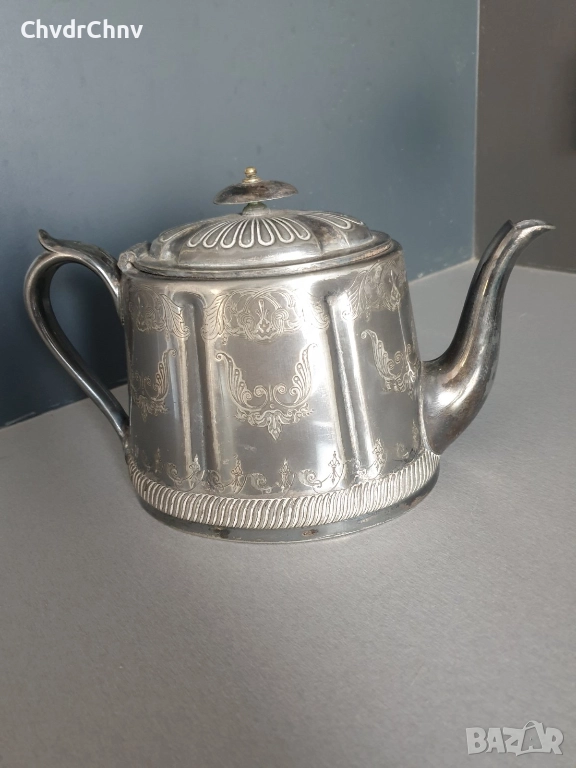 Стар английски посребрен чайник 26см, снимка 1