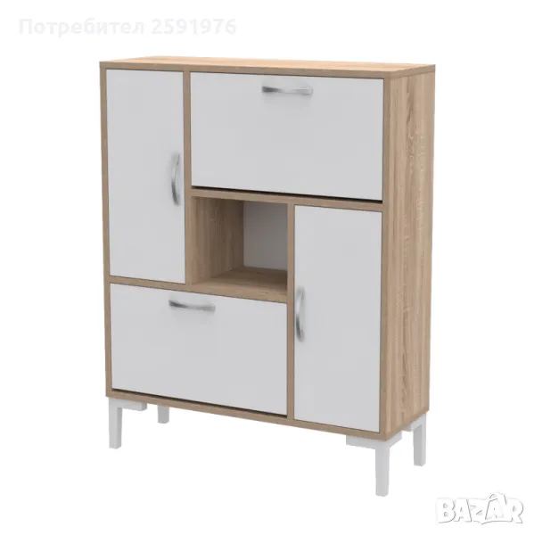 Шкаф за обувки Puzzle-home HM18187, ПДЧ, Бял, 86,5x30x109H, снимка 1