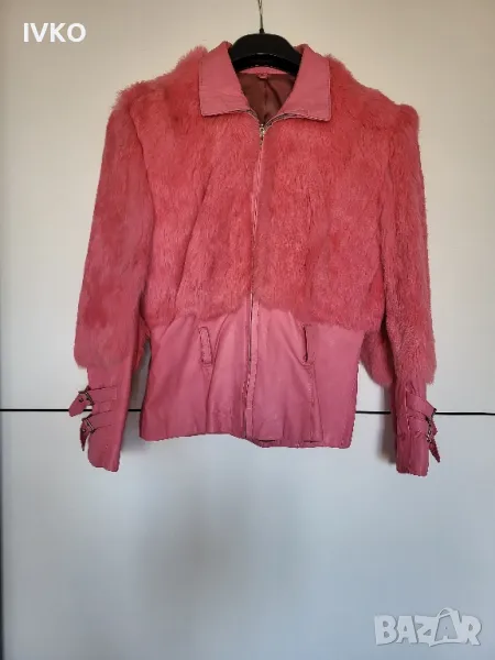Дамско яке, естествена кожа и косъм xs, снимка 1
