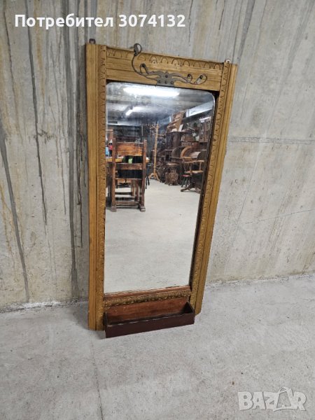 Голямо огледало изработено от дърво, снимка 1