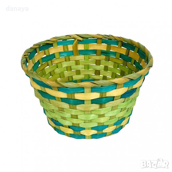 3647 Голяма плетена кашпа цветен панер, 25 см, снимка 1