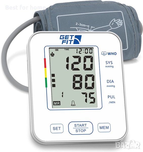 Get FitМедицински апарат за измерване на кръвно налягане на горната част на ръката,LCD дисплей, снимка 1