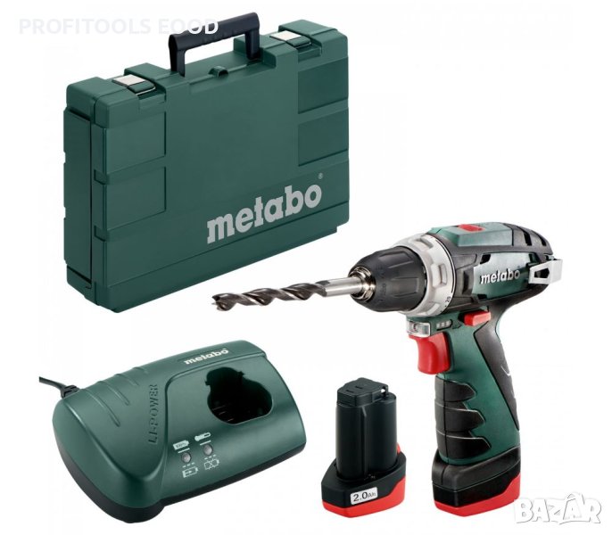 Акумулаторен винтоверт Metabo PowerMaxx BS Basic с колекторен двигател с 2 батерии и зарядно, снимка 1