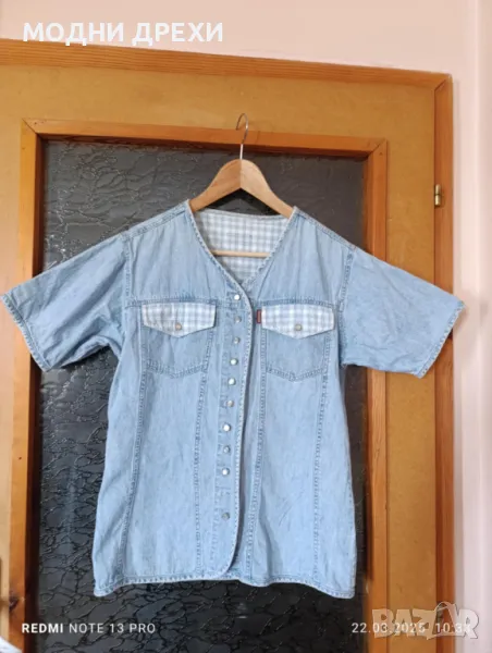 Продавам много интересна дънкова риза № S/М., снимка 1