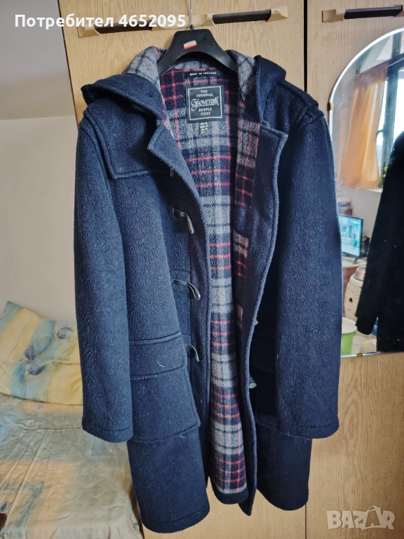 Оригинално Мъжко вълнено палто Gloverall с качулка, снимка 1