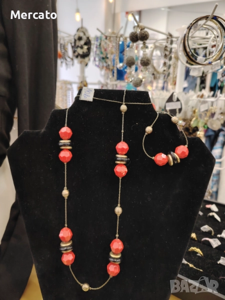 Гердан червено и черно мъниста АРТ №120, снимка 1