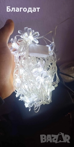Многоцветни коледни LED лампички с цветя с щепсел  - Многоцветни, дължина - 5м ,28бр лампички., снимка 16 - Декорация за дома - 52410693