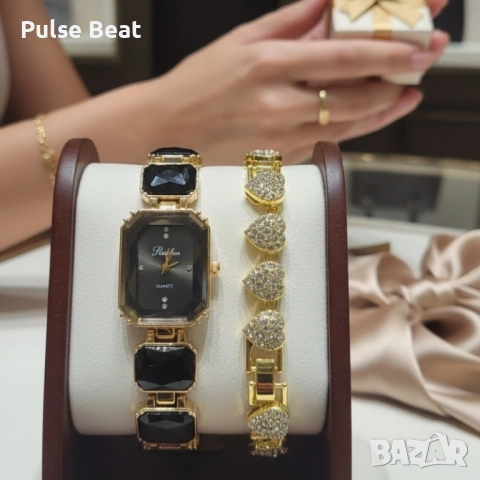 Дамски комплект часовник с кварцов механизъм и гривна, снимка 4 - Дамски - 52056615