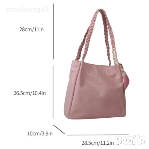 Дамска кожена розова чанта, снимка 6 - Чанти - 53801776