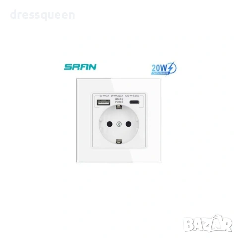 4621 Смарт Стенен Контакт 16A: Закалено Стъкло, USB-A и USB-C Портове, снимка 3 - Ключове, контакти, щепсели - 53822439