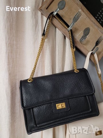  Чисто нови! Бежева и черна официална чанта със синджир, снимка 8 - Чанти - 40110256