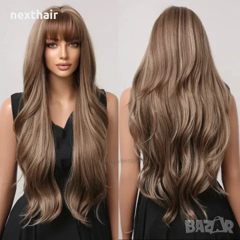 Кафява перука с руси кичури