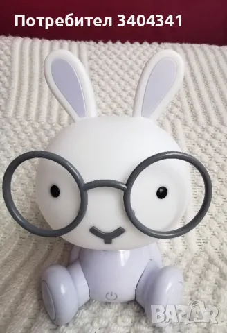Нощна лампа зайче с очила за детска стая, снимка 3 - Мебели за детската стая - 49860538