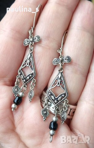 Два различни чифта / Етно винтидж сребърни обеци проба 925 , снимка 3 - Обеци - 40828681