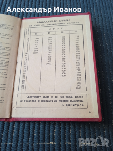 Стара застрахователна книжка ДЗИ от 50-те г. , снимка 6 - Колекции - 36299412