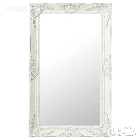 vidaXL Стенно огледало, бароков стил, 50x80 см, бяло