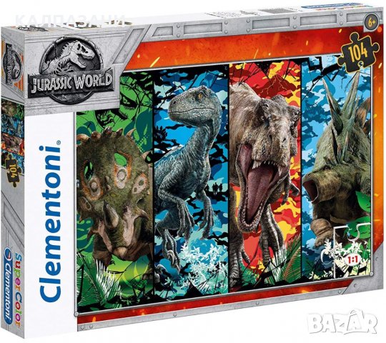 Clementoni 27099 - Jurassic World, 4 динозавъра от 104 части, снимка 1 - Игри и пъзели - 35901059