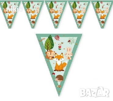 Горски Животни Парти Гирлянд Знаменца Флаг Банер рожден ден