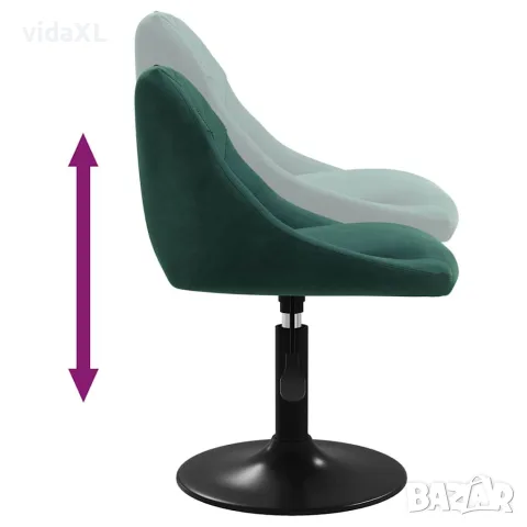 vidaXL Въртящи се трапезни столове, 2 бр, тъмнозелени, кадифе, снимка 7 - Столове - 56147124