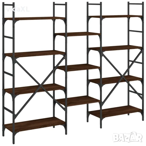 vidaXL Етажерка за книги кафяв дъб 160x28,5x136,5 см инженерно дърво, снимка 7 - Етажерки - 56148072